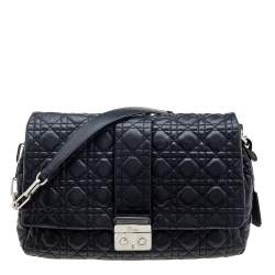 Pre Owned Dior Black Cannage Leather Large Miss Dior Flap Bag
