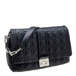 Pre Owned Dior Black Cannage Leather Large Miss Dior Flap Bag