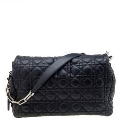 Pre Owned Dior Black Cannage Leather Large Miss Dior Flap Bag