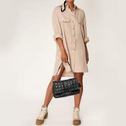 Pre Owned Dior Black Cannage Leather Large Miss Dior Flap Bag