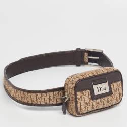 Pre Owned Dior Beige/Brown Oblique Canvas and Leather Belt Bag