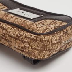 Pre Owned Dior Beige/Brown Oblique Canvas and Leather Belt Bag