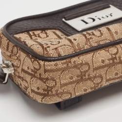 Pre Owned Dior Beige/Brown Oblique Canvas and Leather Belt Bag