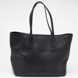 Pre Owned Dior Black Cannage Coated Canvas And Leather Medium New Panarea Shopper Tote