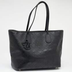 Pre Owned Dior Black Cannage Coated Canvas And Leather Medium New Panarea Shopper Tote