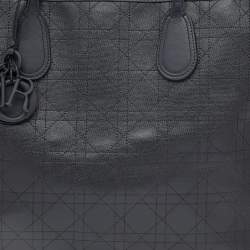Pre Owned Dior Black Cannage Coated Canvas And Leather Medium New Panarea Shopper Tote