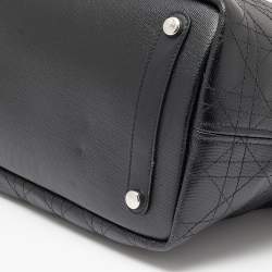 Pre Owned Dior Black Cannage Coated Canvas And Leather Medium New Panarea Shopper Tote