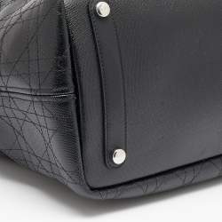 Pre Owned Dior Black Cannage Coated Canvas And Leather Medium New Panarea Shopper Tote