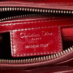 مملوكة مسبقًا Dior Red Cannage Patent Leather Medium Lady Dior Tote