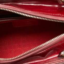 مملوكة مسبقًا Dior Red Cannage Patent Leather Medium Lady Dior Tote