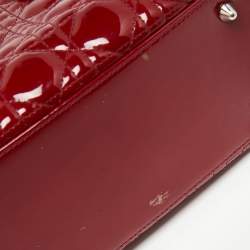 مملوكة مسبقًا Dior Red Cannage Patent Leather Medium Lady Dior Tote