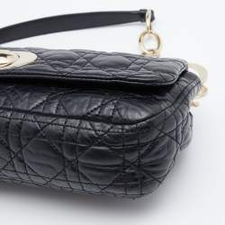Pre Owned Dior Black Cannage Quilted Leather Rendezvous Flap Bag