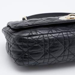 Pre Owned Dior Black Cannage Quilted Leather Rendezvous Flap Bag
