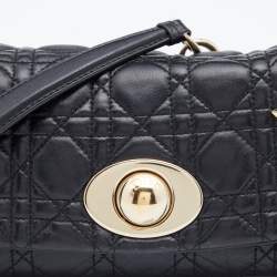 Pre Owned Dior Black Cannage Quilted Leather Rendezvous Flap Bag