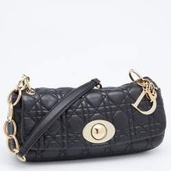 Pre Owned Dior Black Cannage Quilted Leather Rendezvous Flap Bag