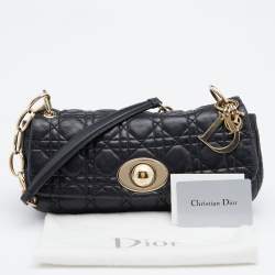 Pre Owned Dior Black Cannage Quilted Leather Rendezvous Flap Bag