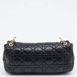 Pre Owned Dior Black Cannage Quilted Leather Rendezvous Flap Bag