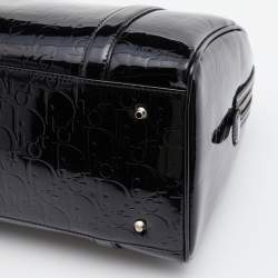 Pre Owned Dior Black Oblique Patent Leather Boston Bag