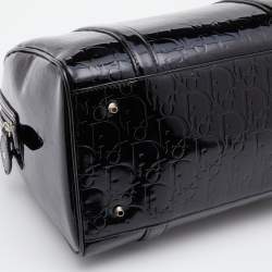 Pre Owned Dior Black Oblique Patent Leather Boston Bag