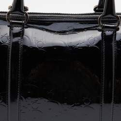 Pre Owned Dior Black Oblique Patent Leather Boston Bag