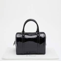 Pre Owned Dior Black Oblique Patent Leather Boston Bag