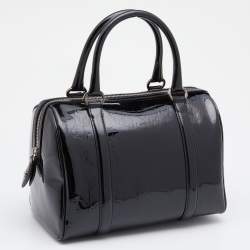 Pre Owned Dior Black Oblique Patent Leather Boston Bag