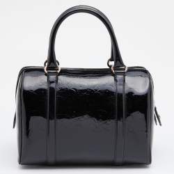 Pre Owned Dior Black Oblique Patent Leather Boston Bag