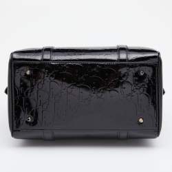 Pre Owned Dior Black Oblique Patent Leather Boston Bag