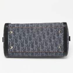 مملوكة مسبقًا Dior Blue/Black Oblique Denim and Leather Flight Line Satchel