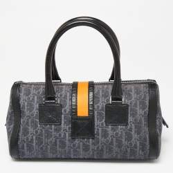 مملوكة مسبقًا Dior Blue/Black Oblique Denim and Leather Flight Line Satchel
