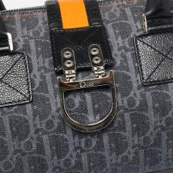 مملوكة مسبقًا Dior Blue/Black Oblique Denim and Leather Flight Line Satchel