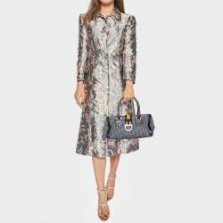 مملوكة مسبقًا Dior Blue/Black Oblique Denim and Leather Flight Line Satchel