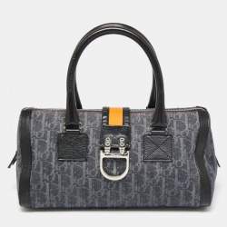 مملوكة مسبقًا Dior Blue/Black Oblique Denim and Leather Flight Line Satchel
