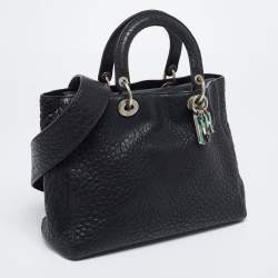 Pre Owned Dior Black Canyon Grained Leather Lady Dior Tote