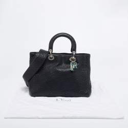 Pre Owned Dior Black Canyon Grained Leather Lady Dior Tote