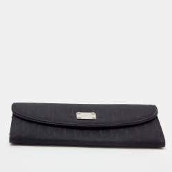 Pre Owned Dior Black Oblique Canvas Continental Wallet
