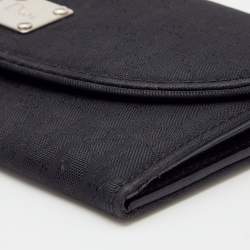 Pre Owned Dior Black Oblique Canvas Continental Wallet