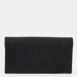 Pre Owned Dior Black Oblique Canvas Continental Wallet