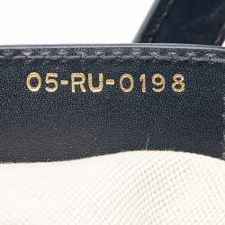 Pre Owned Dior Navy Blue/Beige Oblique Jacquard And Leather Saddle Bag