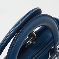 Pre Owned Dior Blue Cannage Leather Large Lady Dior Tote