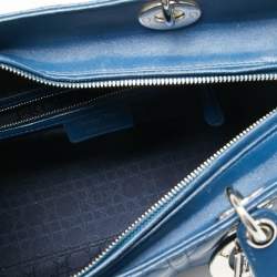 Pre Owned Dior Blue Cannage Leather Large Lady Dior Tote
