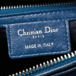 Pre Owned Dior Blue Cannage Leather Large Lady Dior Tote