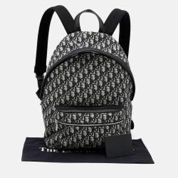 Dior Navy Blue/White Oblique Canvas and Leather Rider Backpack
