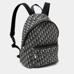 Dior Navy Blue/White Oblique Canvas and Leather Rider Backpack