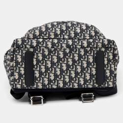 Dior Navy Blue/White Oblique Canvas and Leather Rider Backpack