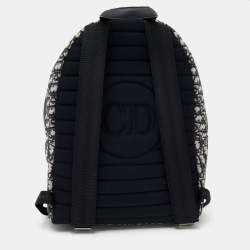Dior Navy Blue/White Oblique Canvas and Leather Rider Backpack