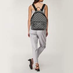 Dior Navy Blue/White Oblique Canvas and Leather Rider Backpack