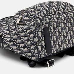 Dior Navy Blue/White Oblique Canvas and Leather Rider Backpack