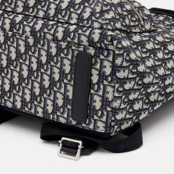 Dior Navy Blue/White Oblique Canvas and Leather Rider Backpack