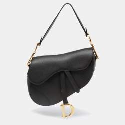 Pre Owned Dior Black Leather Saddle Shoulder Bag